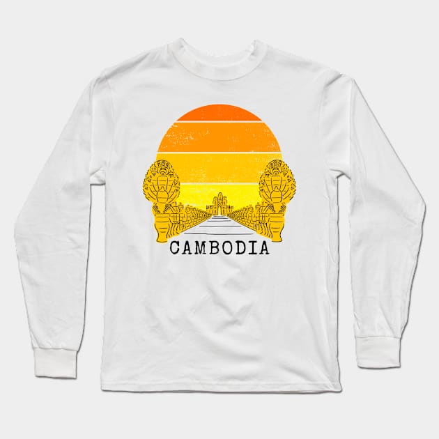 Angkor Thom Majesty: Cambodia's Ancient Wonder - Yellow Edition Long Sleeve T-Shirt by CuteBotss